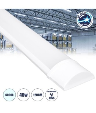 GLOBOSTAR® MEGORA 60158 Γραμμικό Βιομηχανικό Φωτιστικό Tri-Proof LED 40W 3806lm 120° AC 220-240V Αδιάβροχο IP65 Ψυχρό Λευκό 6000K - Lumileds SMD Chip - Μ120 x Π7.5 x Υ2.5cm - 2 Χρόνια Εγγύηση